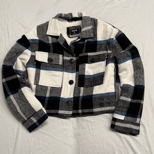 Hurley Women's Checkered Flannel/Faux Fur Lined Jacket - Black, White, Blue